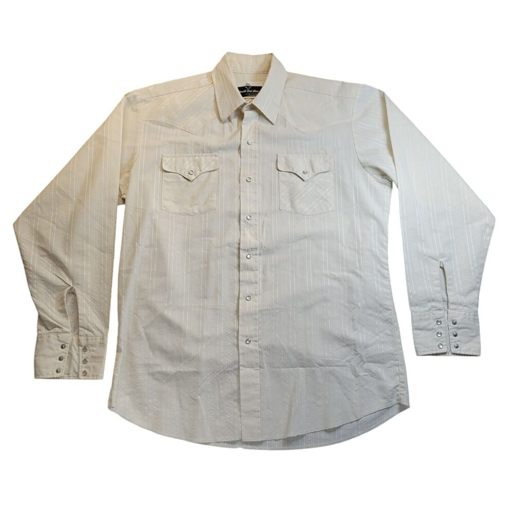 Ranch and Town Vtg Panhandle Slim Pearl Snap Long‎ Slv Western Shirt Sz 16.5x36